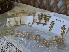 ヘアアクセサリー　ピアス　ゴールド　結婚式　セット