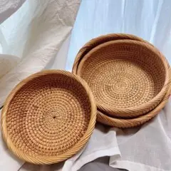 一部補修済み】ラタン バスケット 2個セット 籐かご - メルカリ