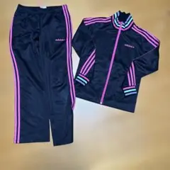 美品 adidas ドット ピンク ジャージ トラックジャケット黒