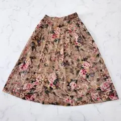 花柄★ 레트로 ★ LEPORTE 東京スタイル タックフレアスカート ひざ丈