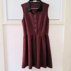 ボルドー　ノースリーブ膝丈ワンピース