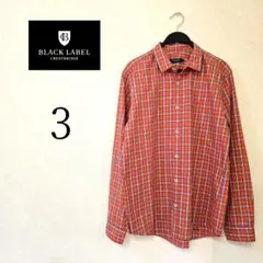 ☆​美品☆BLACK LABEL◽長袖/チェック/ドレスシャツ オレンジ系 Lのサムネイル