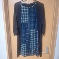 A.T ATSURO TAYAMAアツロウタヤマ チェック柄ワンピース黒38