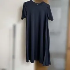 ネイビー 半袖 ロングワンピース S