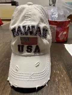 HAWAII USA キャップ ホワイト　　フリーサイズ