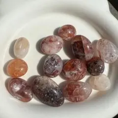 ヘマトイドクォーツ タンブル　96g ファイアークォーツ　レッドオーロラクォーツ