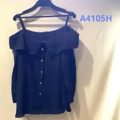 値下げ★ネイビー オフショルダー ボタンシャツA4105H