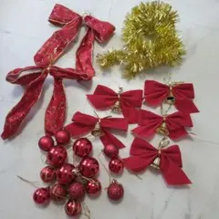 クリスマスツリー オーナメントセット 赤 ゴールドのサムネイル