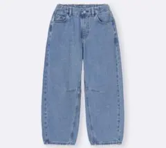 GU kids GIRLSバレルレッグジーンズ　130 ブルー