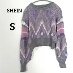 【最安値✨】SHEIN クロップドニットセーター S ピンク　パープル　グレー