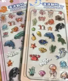 《新品未使用》海の生き物 ボンボンドロップシール☆２点セット