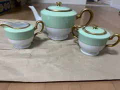大倉陶園　メイグリーン　ティーポット　シュガーポット　クリーマー　金彩
