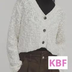 KBF スラブMIXショートカーディガン アイボリー ホワイト ニットのサムネイル