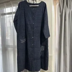 ネイビー ボタン付き ワンピース