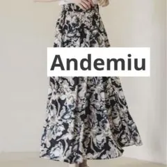 ☆期間限定値下げ☆【美品】アンデミュウ 美フレアスカート ブラック系