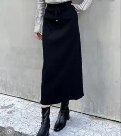 大人可愛い【INGNI】リブロングスカート ブラック M