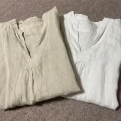 最終値下げ 無印良品 麻100%チュニック7分袖 Lサイズ