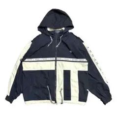 90s 日本製 FRED PERRY ジップアップ ジャケット 紺 フード付きのサムネイル