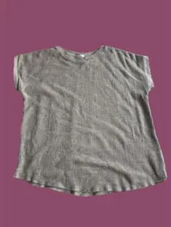 ６月末まで【処分価格】coen ワッフルTシャツ フレンチスリーブ　ライトグレーのサムネイル