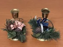 クリスマスキャンドルホルダー（蝋燭立て）2個セット