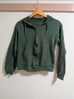 ダークグリーン フルジップ パーカー サイズ不明