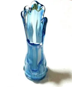 ヴィンテージ 色硝子 フラワーベース 青 デザイナー 昭和レトロ Vintage mini blue glass flower vase/ビンテージ ブルー ガラス