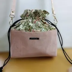 コーデュロイ巾着風ショルダーバッグ ★ハンドメイド