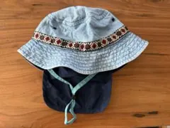 デニム風バケットハット、刺繍バンド付き