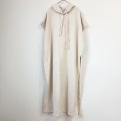 ANDJ フレンチスリーブ ロングワンピース サイドスリット M アイボリーのサムネイル