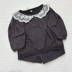 レース襟付き　 トレーナー　セットアップ　ズボン付き　90