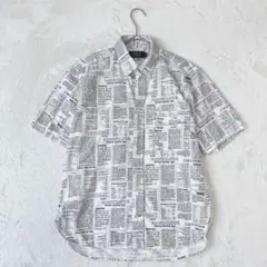 ポロ| メンズ・半袖シャツ【M】ボタンダウン 英字総柄 コットン100% 春夏