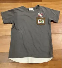 スーパーマリオ ポケットTシャツ グレー