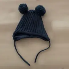 H&M ダークグレー ポンポン付きニット帽 62/68
