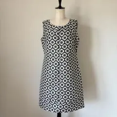 美品 ネミカ リネン混 刺繍 チェック ワンピース 13+ 日本製