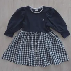 【美品】90 petit main 布帛ドッキングワンピース