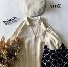 a579＊ サマンサモスモス コットンリネン スキッパー前開きシャツワンピース