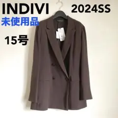 【未使用】24SS INDIVI 15号 3L 薄手 ダブルジャケット UV
