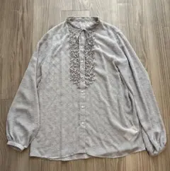 イエナ　ブラウス　グレー　フリル