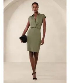 美品　BANANA REPUBLIC キャップスリーブ膝丈ワンピース