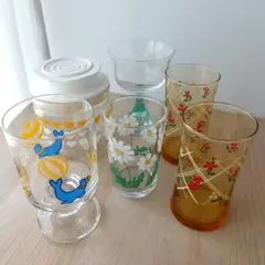 アデリア 6点アソートセット 天使の詩 昭和レトロポップ 当時物 コップ グラス