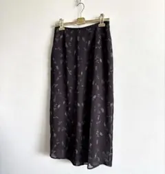 花柄 ロングスカート シフォン ダークブラウンmade in Japan Lのサムネイル
