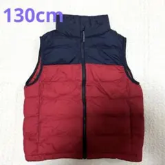 ユニクロ　キッズ　ダウンベスト　130 レッド　ネイビー バイカラー