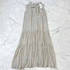 タグ付き未使用♡ PLST ライトサテン2WAYボウタイティアードワンピース　S