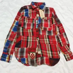 デニムアンドサプライ　ラルフローレン　パッチワーク　シャツ　赤　XS 155