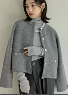 リエディ★起毛ニットボタンショートコート
