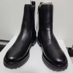 レザー サイドゴアブーツ ブラック