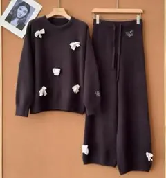 ジェラピケ　リボンプルオーバー　ロングパンツセット上下セット