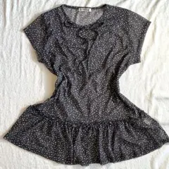 2000s Wishcore 水玉 ドット リボンシフォンチュニック