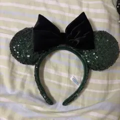 Disney Resort カチューシャ スパンコール ダークグリーン