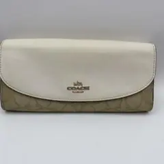 COACH シグネチャー 長財布 ホワイト　皮剥がれ有